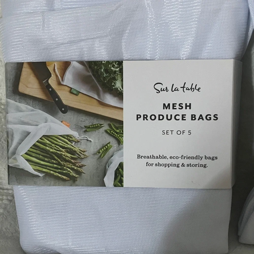 Sur La Table White Mesh Produce Bags Set